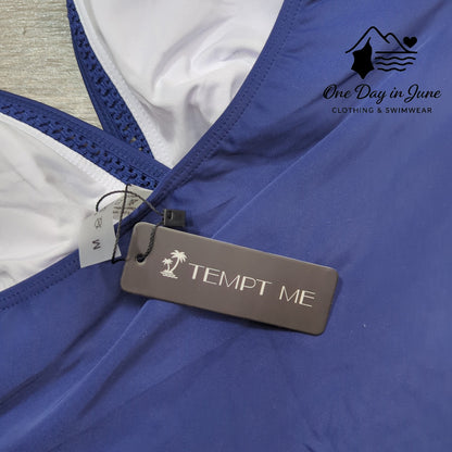 Tempt Me Halter V Neck One Piece Swimsuit Size M