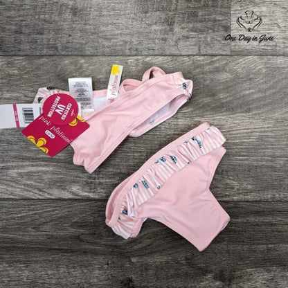 Pink Platinum Baby Shell Stripe One Shoulder One Piece Swimsuit Size 12M