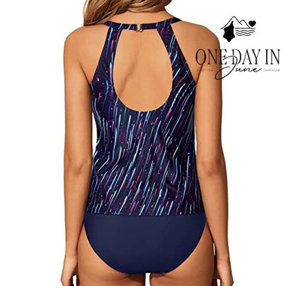 Yonique High Neck Tankini Swimsuit Size M