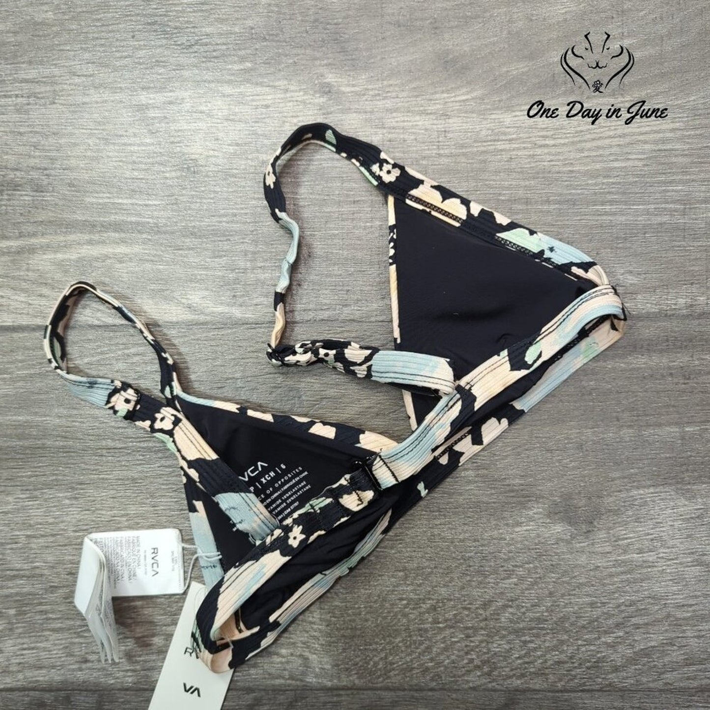 RVCA Spring Bound Hi Triangle Bikini Top Floral Halter NWT Size XS