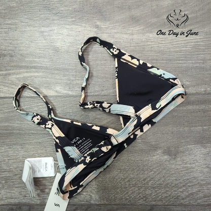 RVCA Spring Bound Hi Triangle Bikini Top Floral Halter NWT Size XS