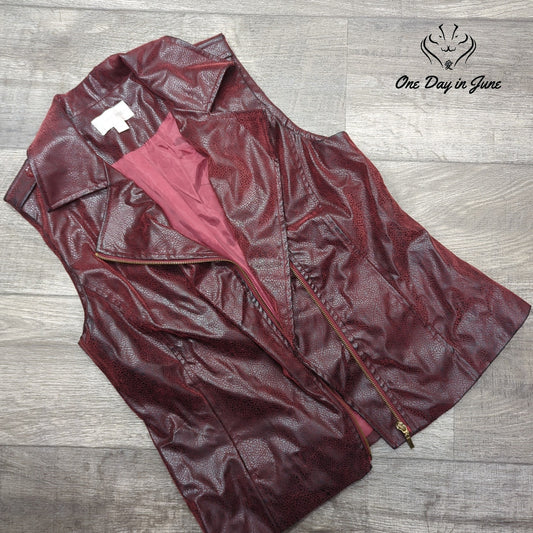 Erin London Faux Leather Zip Front Vest Size M