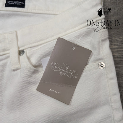 AG Adriano Goldschmied Stevie Roll Up Slim Straight Jeans White NWT Size 4 (27)