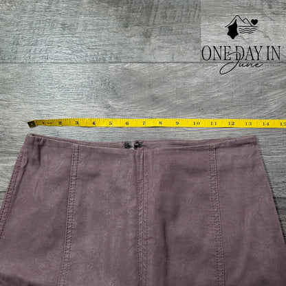 Free People Vegan Leather A-Line Mini Skirt Mauve Pink Seamed Size 0