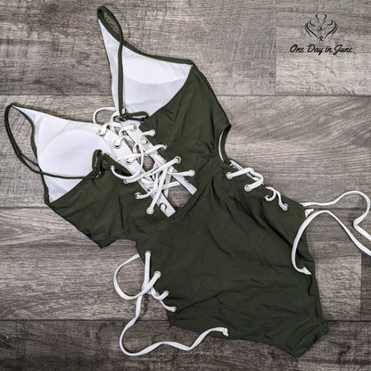 Ioiom Lace Up One Piece Swimsuit Size 0L