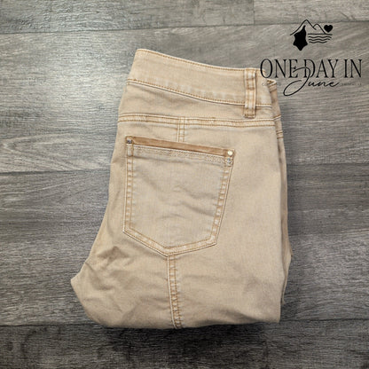 White House Black Market Slim Ankle Jeans Beige Tan Utility Cargo Skinny Size 2