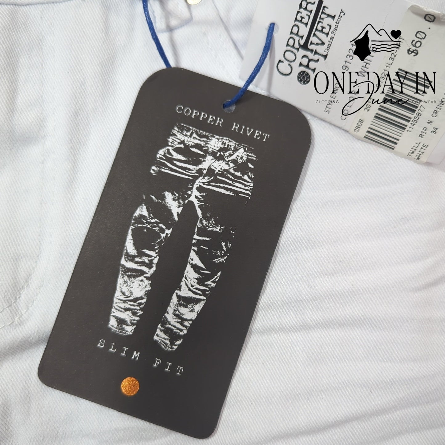 Copper Rivet Slim Fit Distressed Jeans Size 34X32