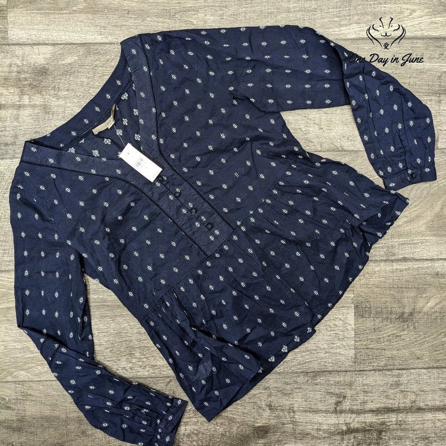 Loft Long Sleeve Cotton Blouse Size S