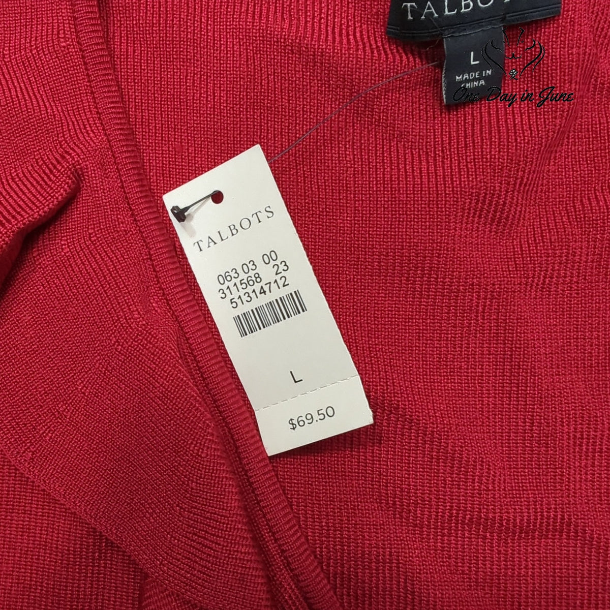 Talbots Ruffle Front Cardigan Sweater Red Long Sleeve NWT Size L
