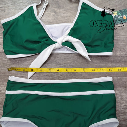 Blooming Jelly Knot Front High Waist Bikini Swimsuit Size S
