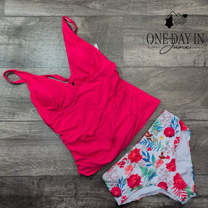 Beachsissi Floral Tankini Swimsuit Size M