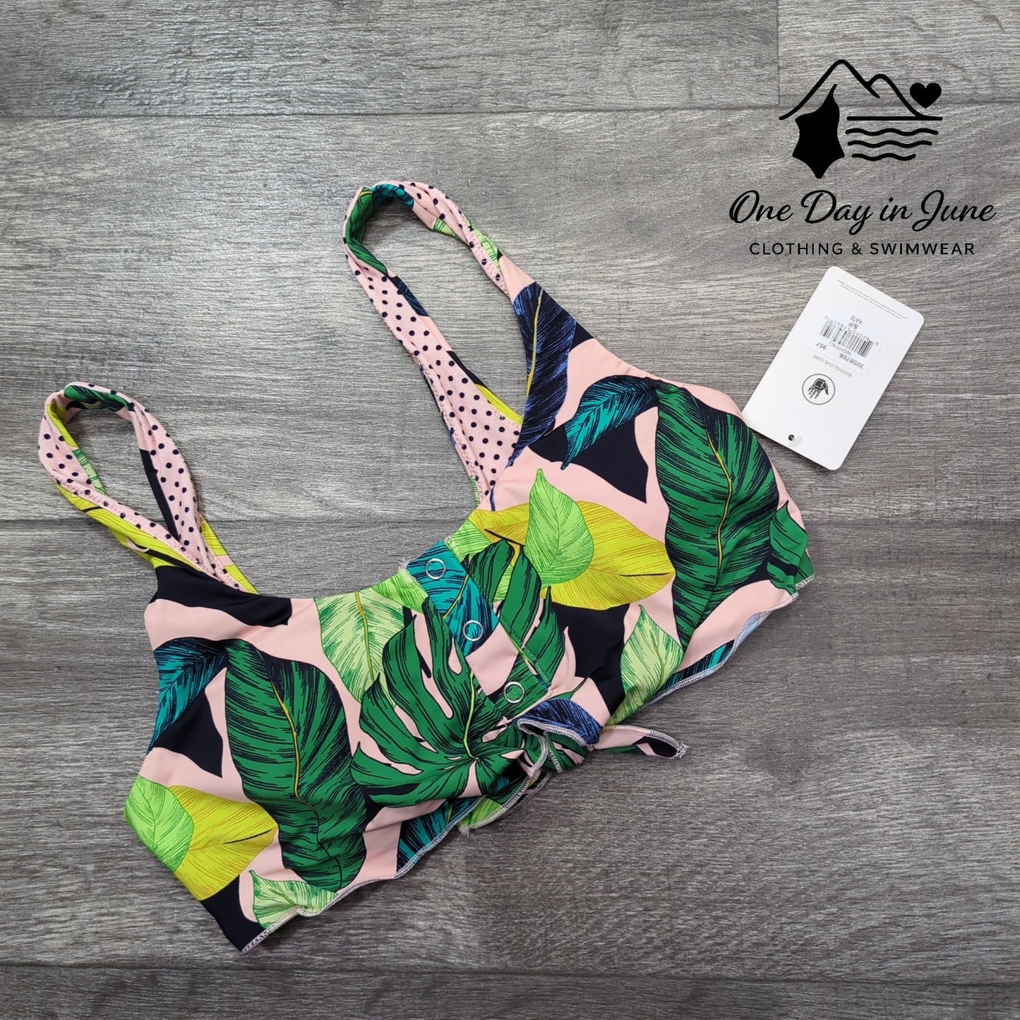 Body Glove Snap Front Tropical Bikini Top Size S
