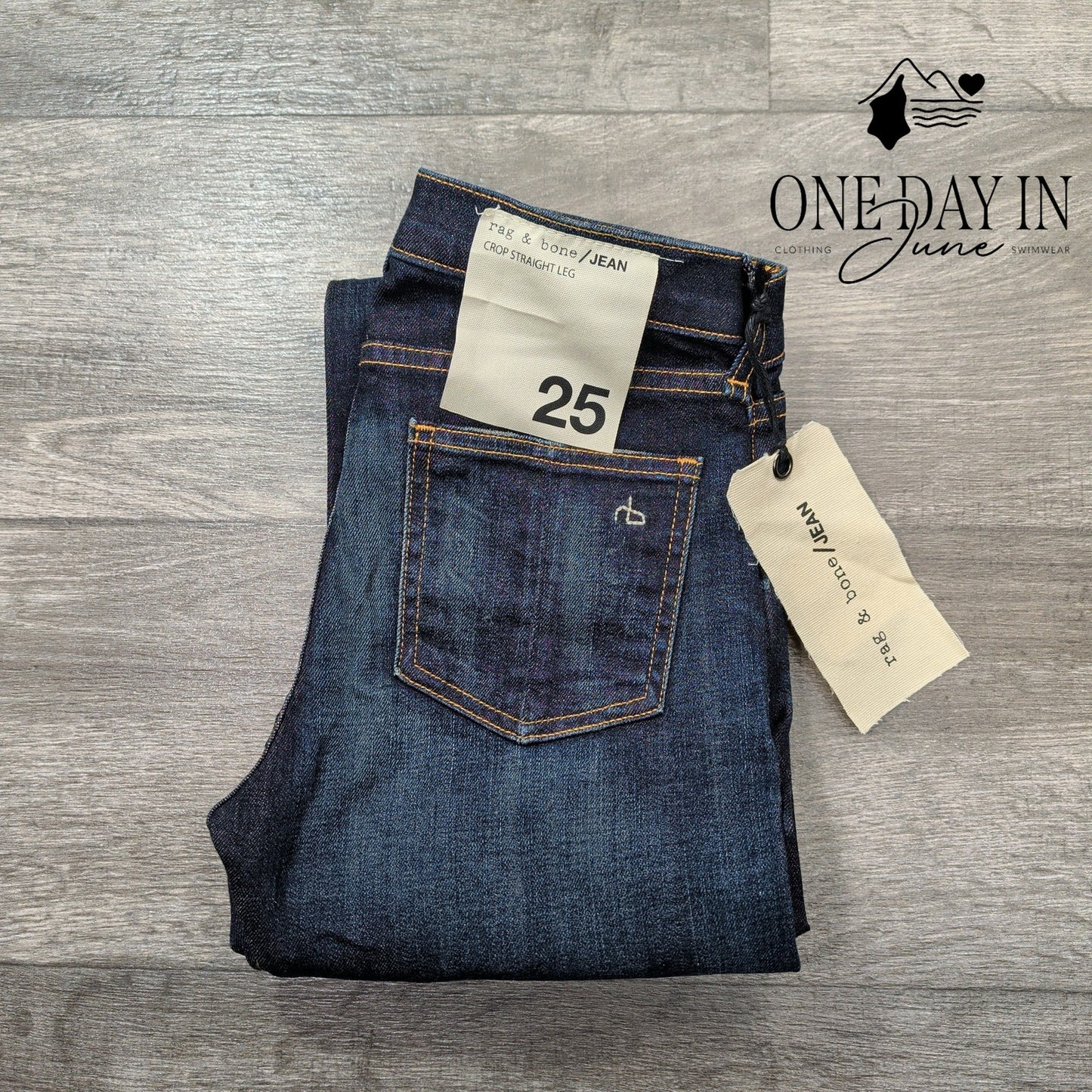 Rag & Bone Crop Straight Leg Jeans Dark Wash Denim NWT $198 Size 0 (25)
