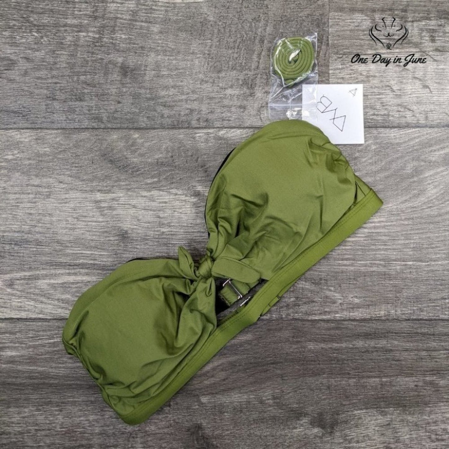 Vicious Young Babes Olive You Knotted Bandeau Bikini Top Size L