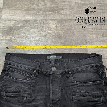 Hudson Blinder Biker Jeans Black Distressed Moto Skinny NWT $295 Size 32X34