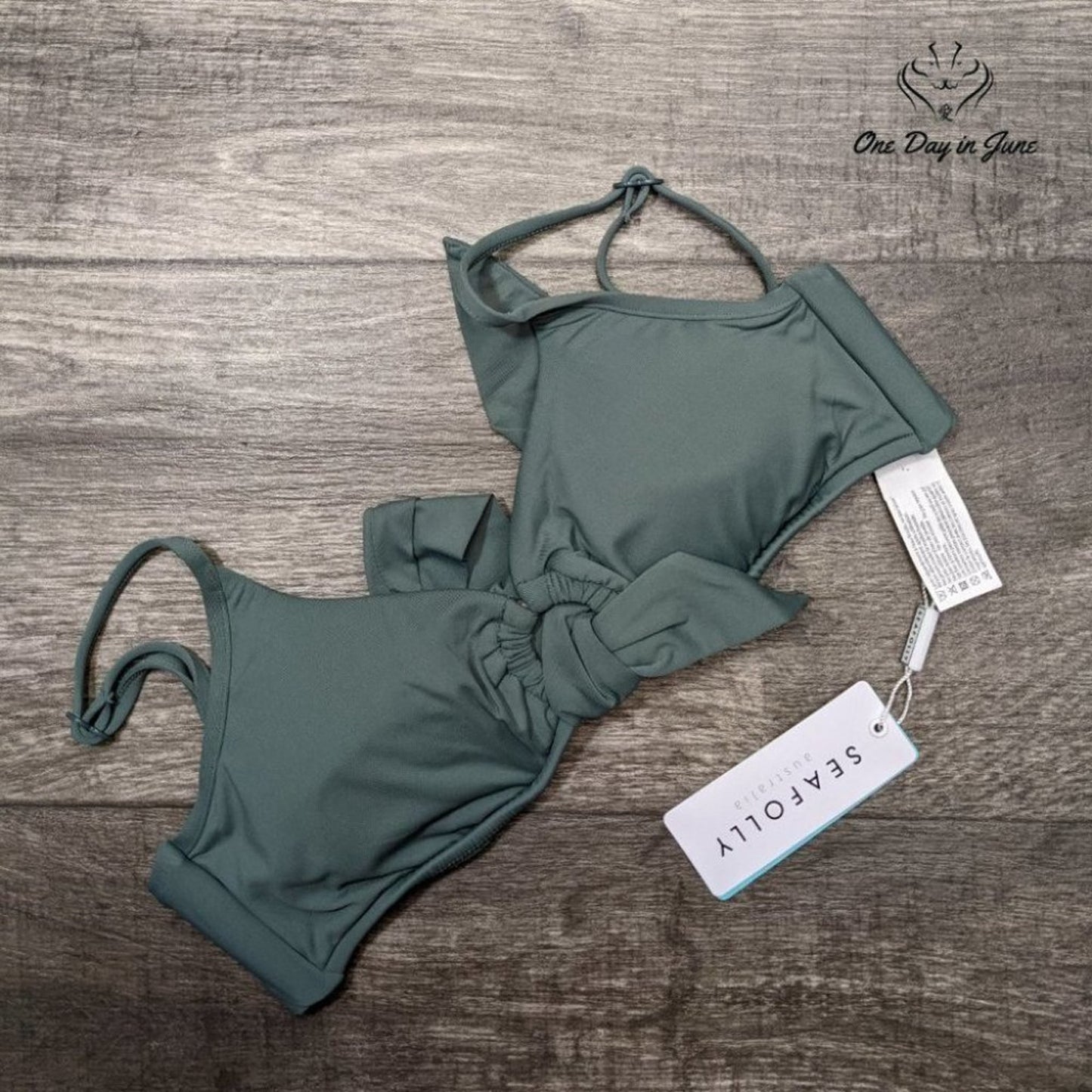 Seafolly Ring Bralette Sash Front Bikini Top Size 2