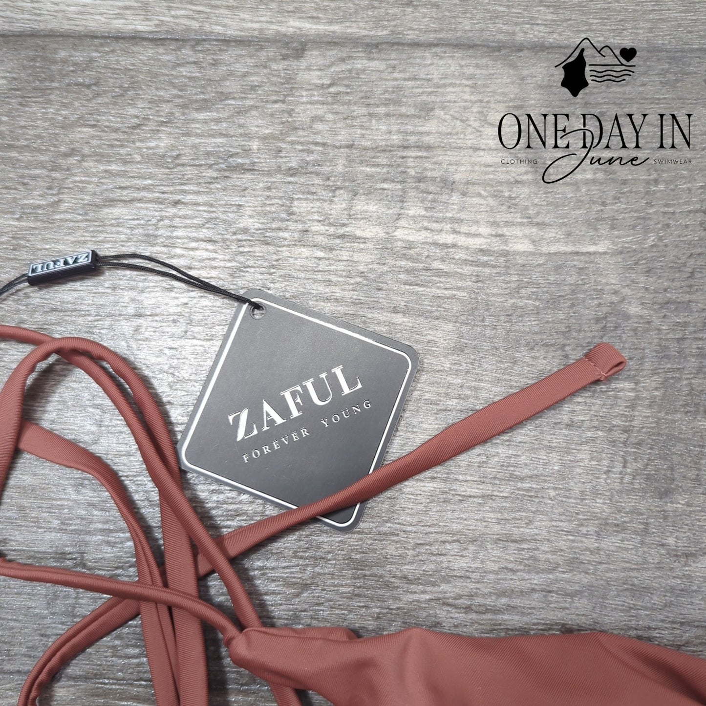 Zaful Lace Up Back High Waist Bikini Swimsuit Size L
