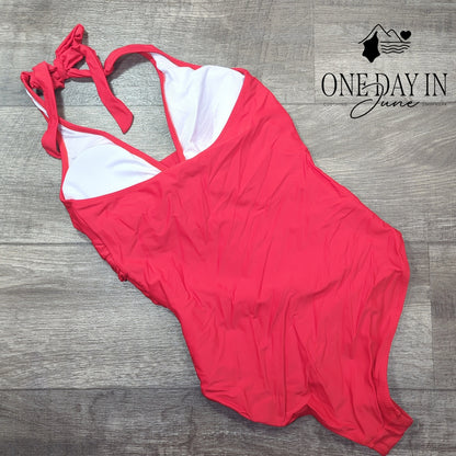 Aleumdr Twist Front Halter One Piece Swimsuit Size M