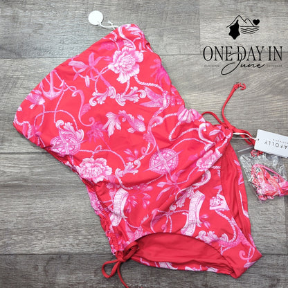 SeaFolly Ahoy DD Drawstring Bandeau One Piece Swimsuit Red NWT Size 6