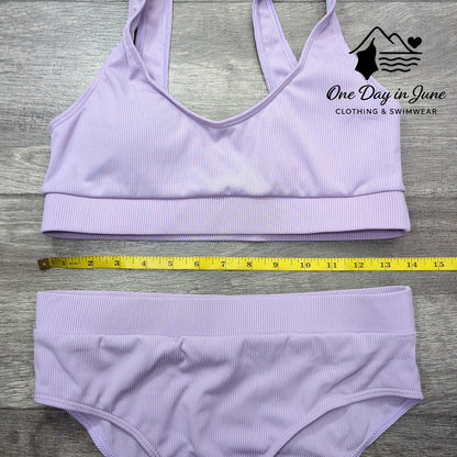 Charmleaks High Cut Crop Ribbed Bikini Swimsuit Size M