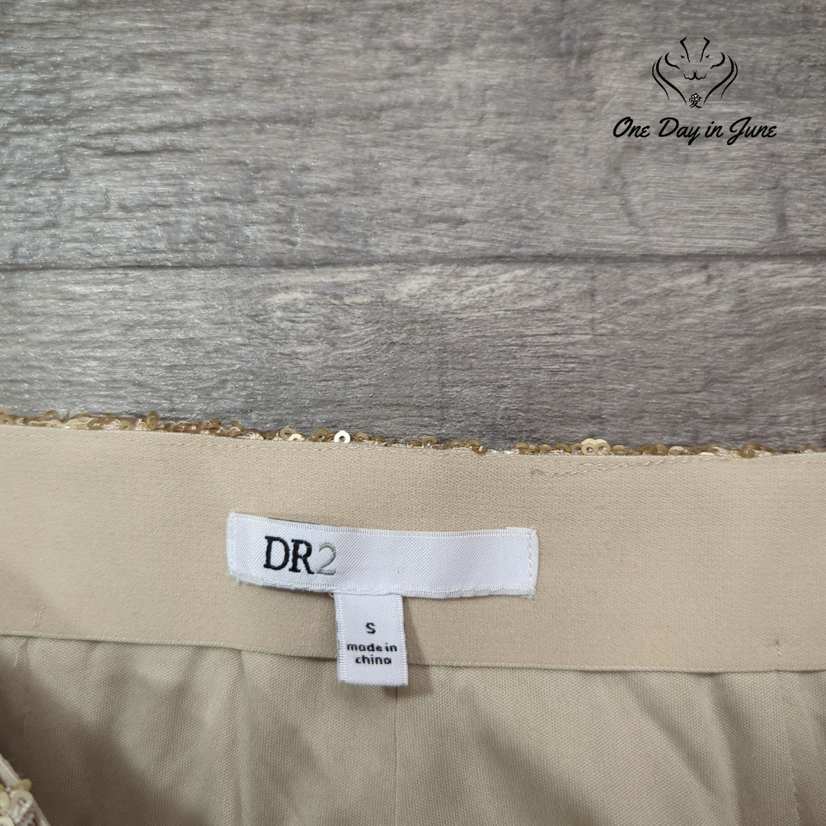 DR2 Daniel Rainn Gold Sequin Pull On Pencil Midi Skirt Lined Size S