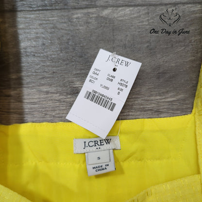 J.Crew Cold Shoulder Mini Dress Bright Yellow Textured Ruffle NWT Size S