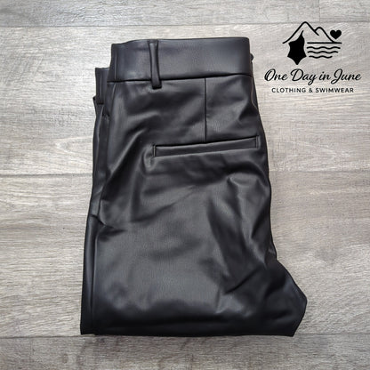 Loft Faux Leather Straight Leg Pants Size 2