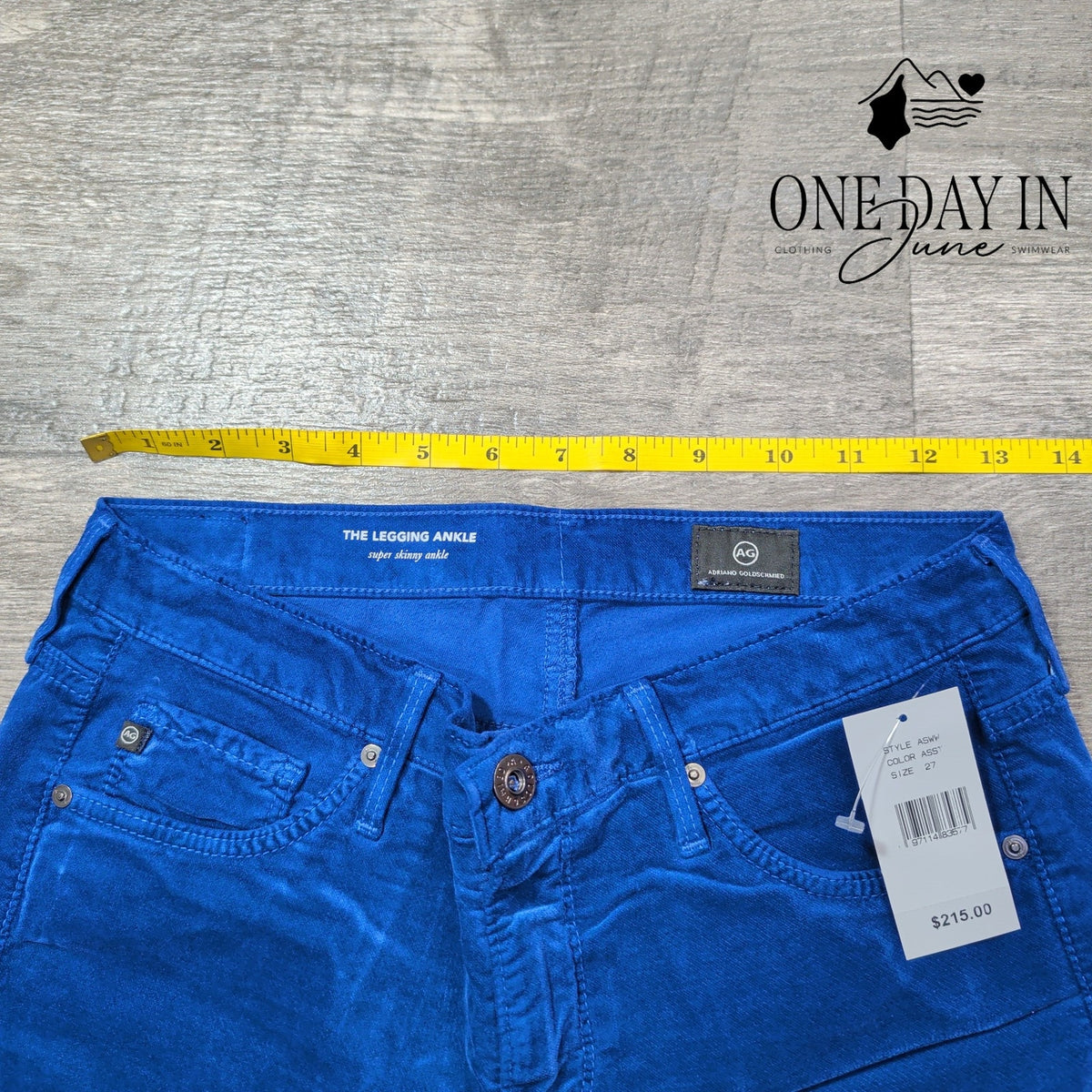 AG Adriano Goldschmied The Legging Ankle Blue Velveteen Jeans NWT Size 4 (27)