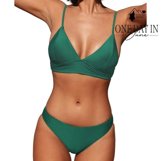Cupshe V Neck Ribbed One Piece Swimsuit Size M