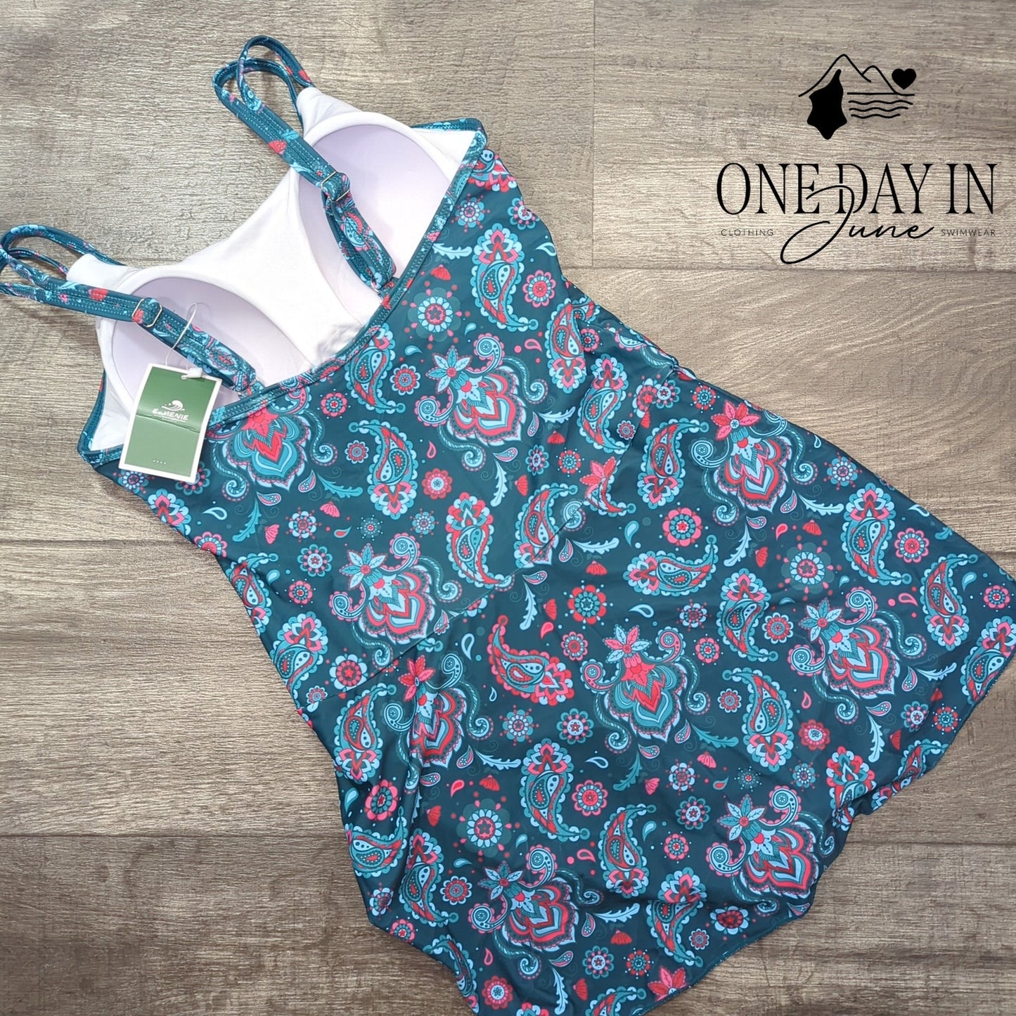 Eomenie Paisley Swimdress One Piece Swimsuit Size L