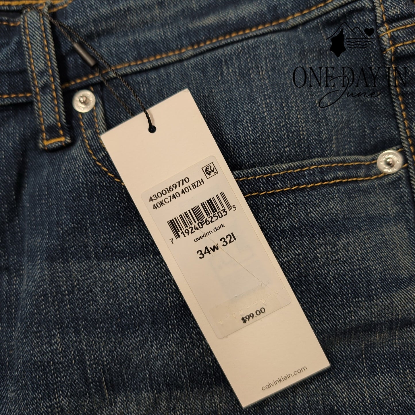 Calvin Klein Jeans Mens Slim Fit Aveon Blue Stretch Denim NWT $99 Size 34X32