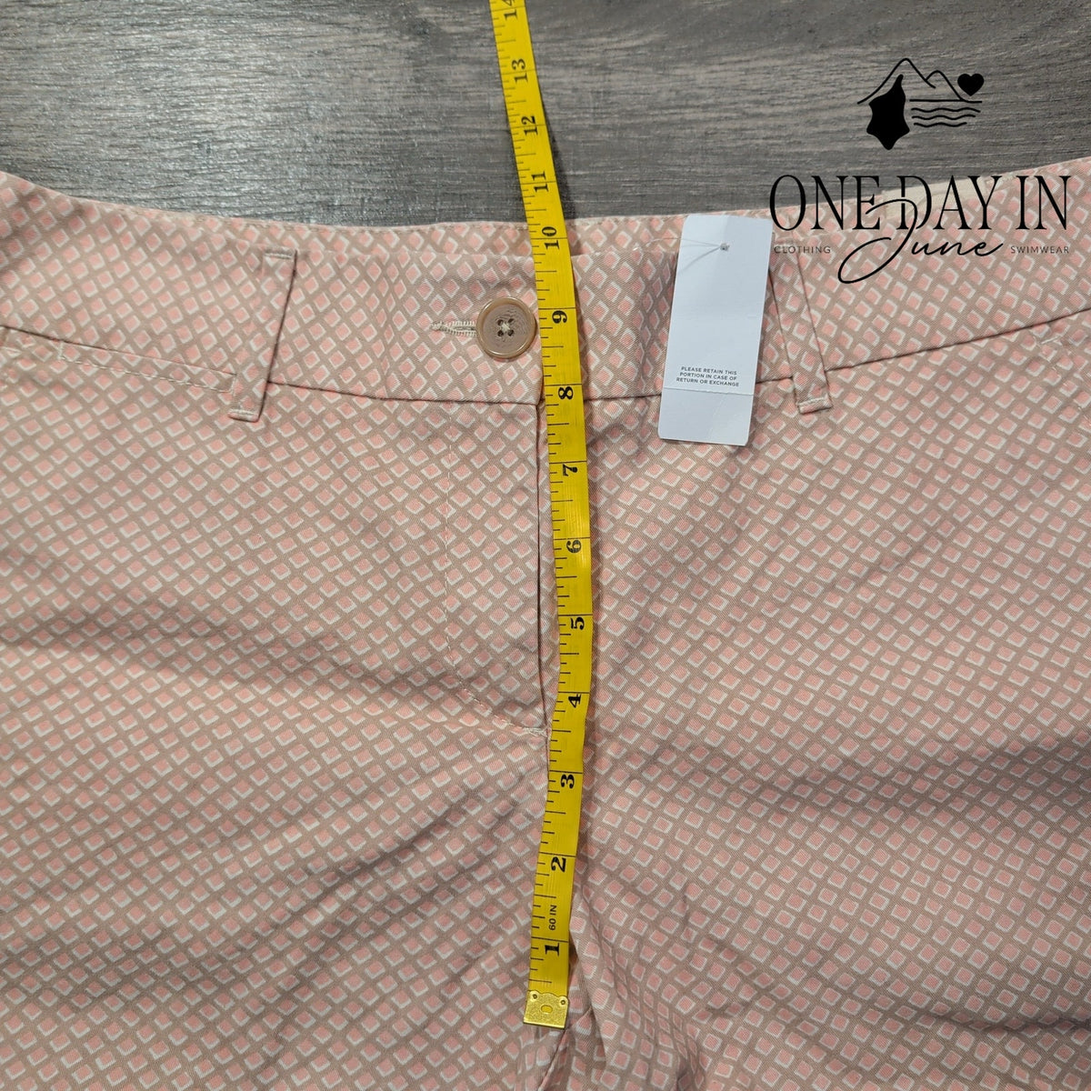 Loft Geometric Print Flat Front Shorts Pink White 6 Inch NWT Size 8