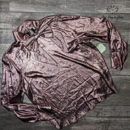 Ryegrass Rose Gold Long Sleeve Blouse Size XXL