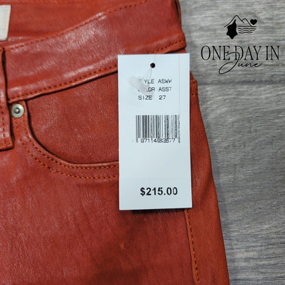 AG Adriano Goldschmied The Legging Super Skinny Orange Coated NWT $215 Size 4