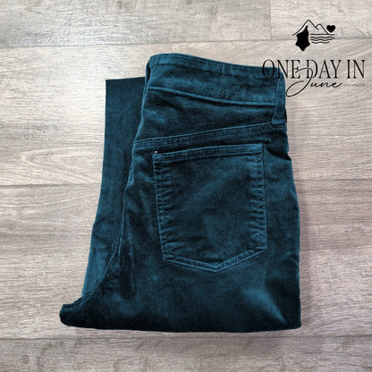 Chico's Pull On Kick Flare Pants Teal Velvet Velour NWT Size Chico's 1 (8)