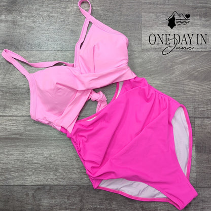 Eomenie Cross Front Cutout One Piece Swimsuit Ruched Tummy Control NWT Size M