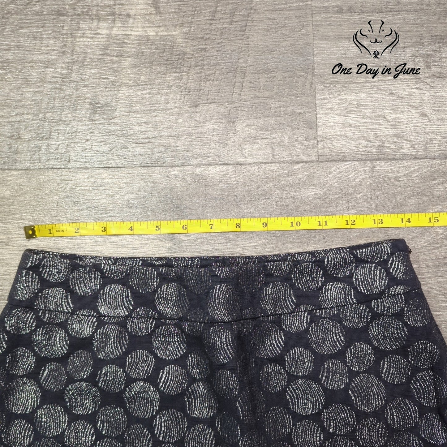 Madison Skirt Womens Black Silver Metallic Polka Dot A-Line Mini Party Size 4