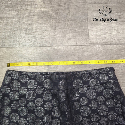Madison Skirt Womens Black Silver Metallic Polka Dot A-Line Mini Party Size 4