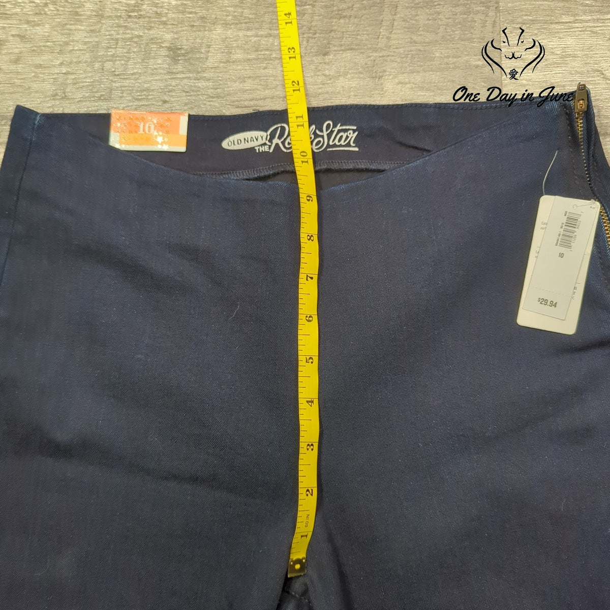 Old Navy The Rockstar Cropped Skinny Pants Navy Blue Side Zip NWT Size 10