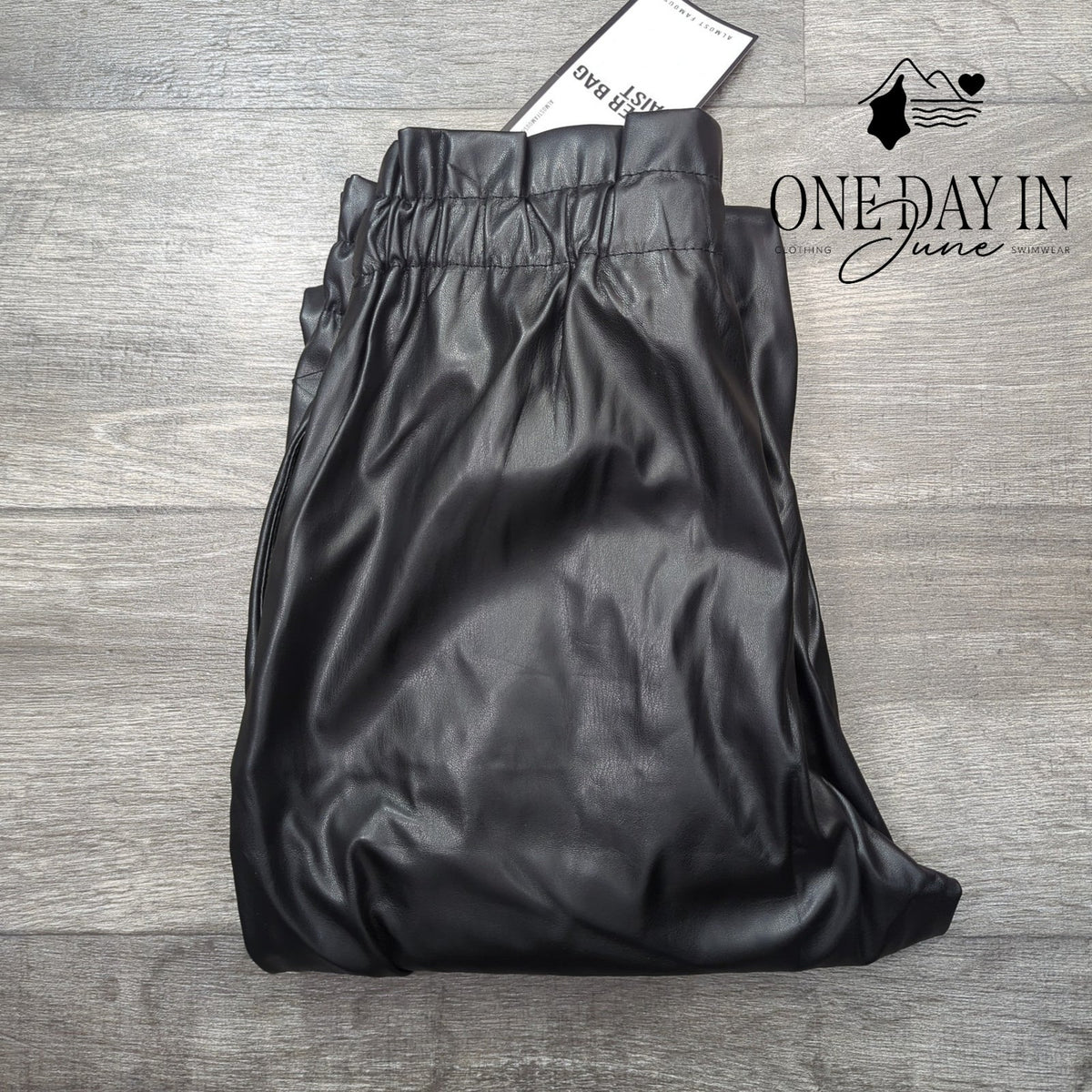 Almost Famous Faux Leather Paperbag Waist Belted Pants Black NWT Size XL