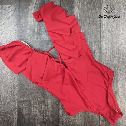 Eomenie Deep V Ruffle One Piece Size S