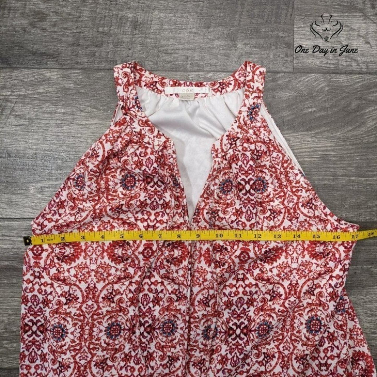 C&E Women's Sleeveless Floral V Neck Mini Dress Size S