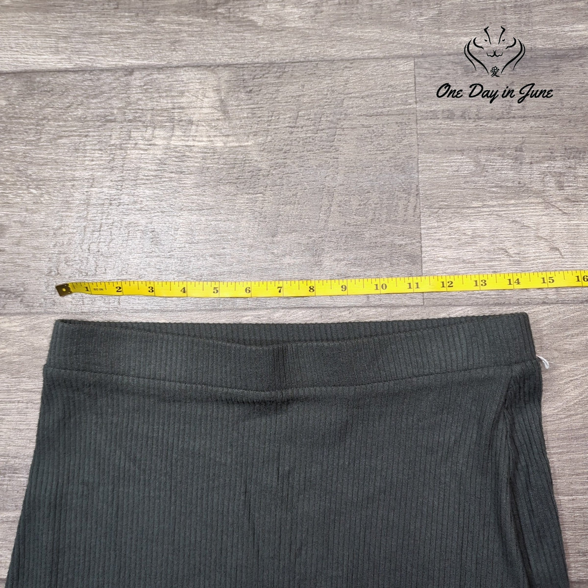 Bobeau Ribbed Knit Pull On Midi Skirt Charcoal Gray Size S