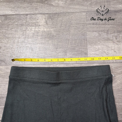 Bobeau Ribbed Knit Pull On Midi Skirt Charcoal Gray Size S
