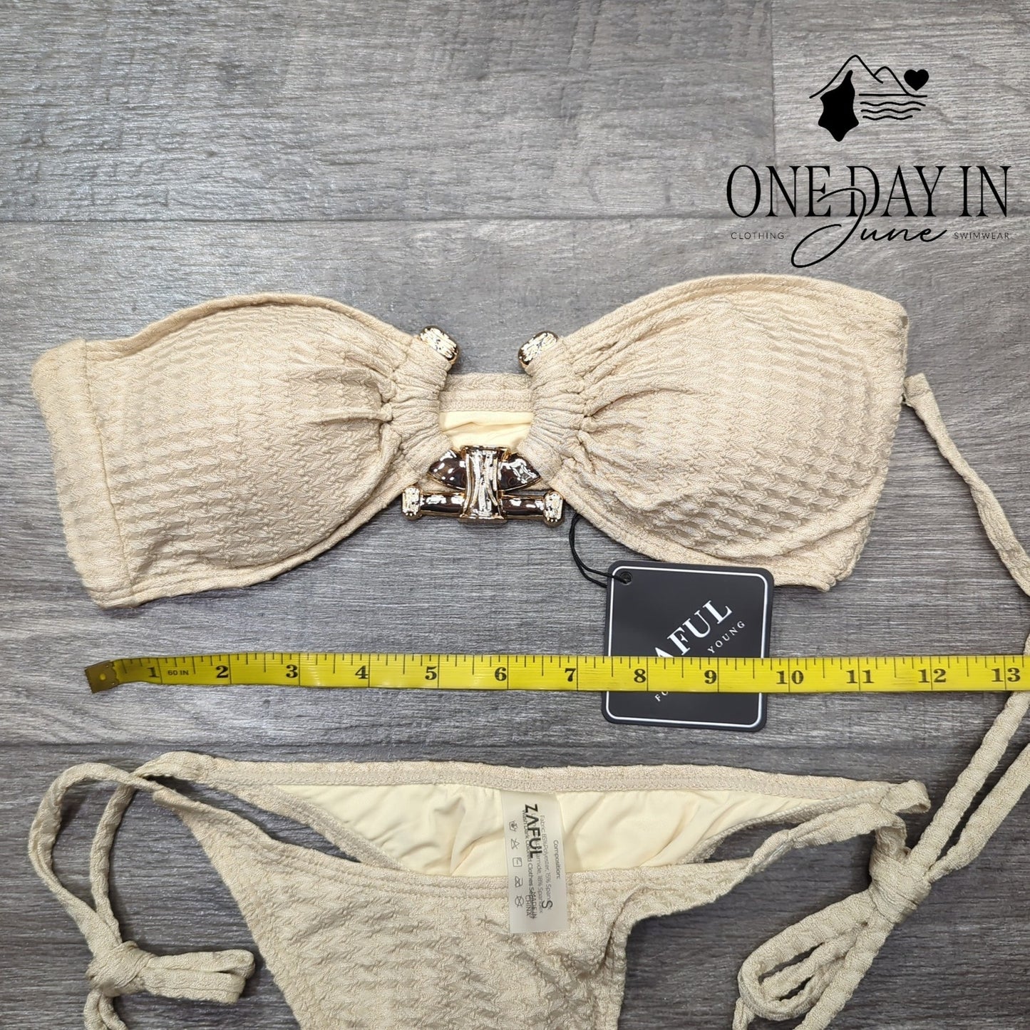 Zaful Bandeau Tie Side Cheeky Bikini Swimsuit Size S