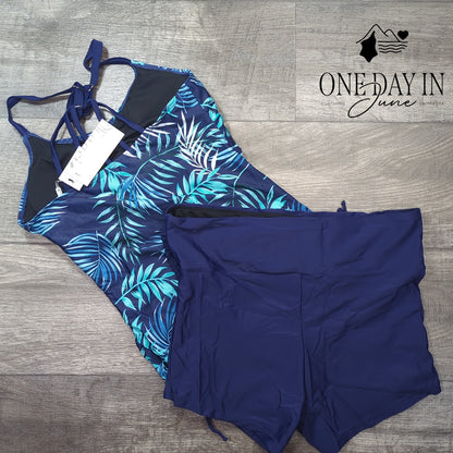 Maacie Maternity Drawstring Boyshort Tankini Swimsuit Size M