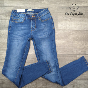 Encore Juniors Skinny Ankle Jeans Medium Wash Blue Stretch NWT Size 1