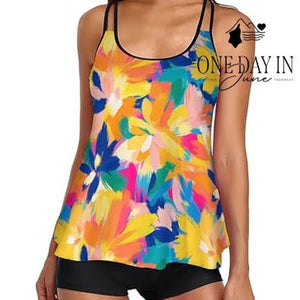Rxrxcoco Floral Boyshort Tankini Swimsuit Size XL