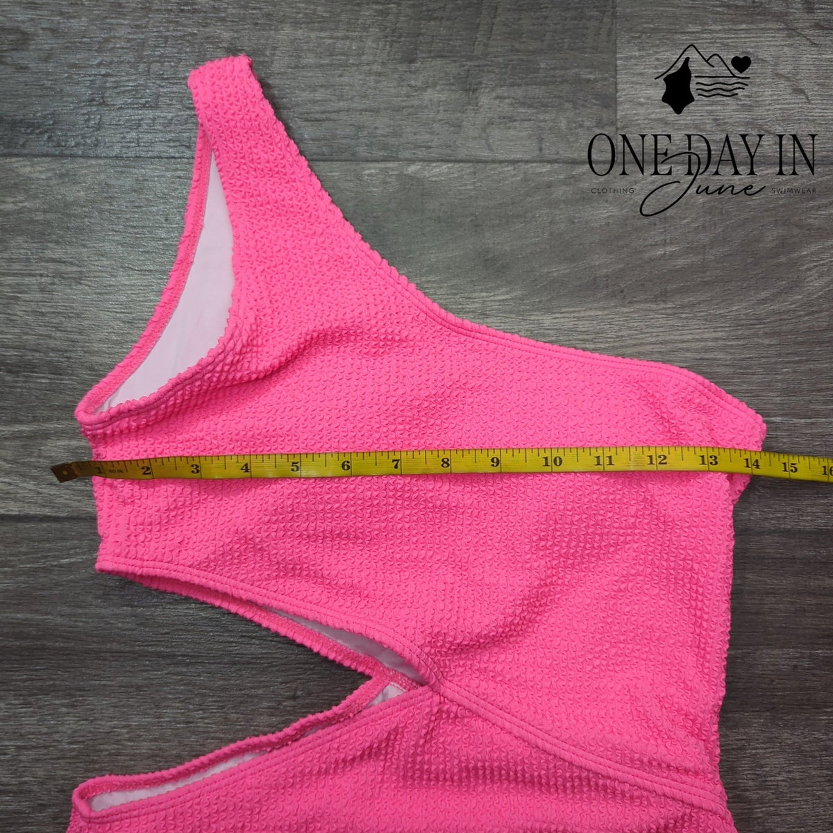 Adisputent One Shoulder Cutout One Piece Swimsuit Hot Pink Smocked Size M