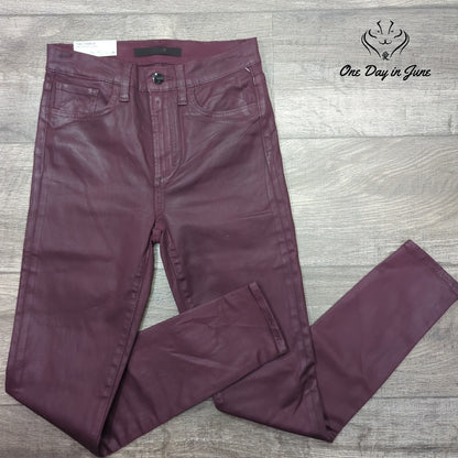 Joe's Jeans The Charlie High Rise Skinny Ankle Coated Burgundy NWT Size 24 (0)